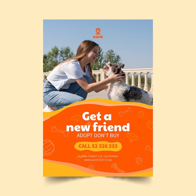 Adopt a pet poster template