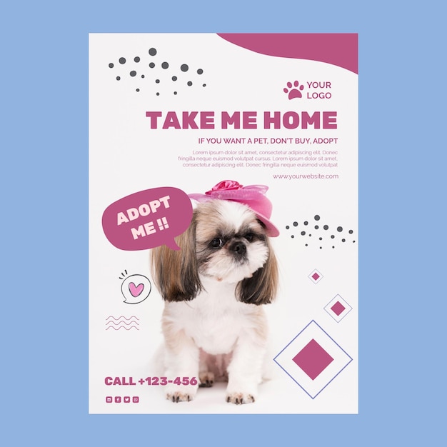 Free Vector adopt a pet template flyer