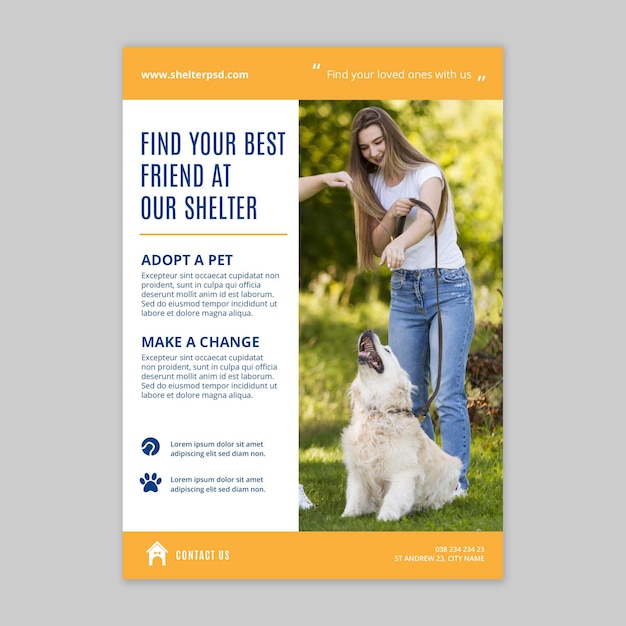 Free vector adopt a pet vertical flyer template