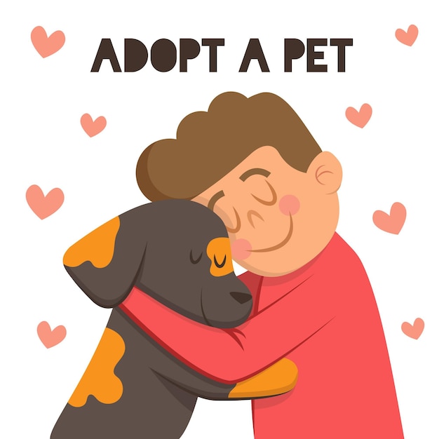 Free Vector adopt a pet with boy and dog