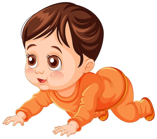 Adorable Baby Crawling Vector Illustration