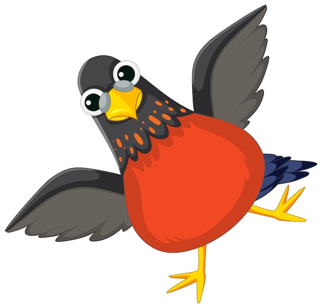 Free vector adorable cartoon bird spreading wings on one leg