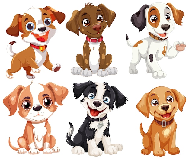 Free Vector adorable cartoon puppy collection