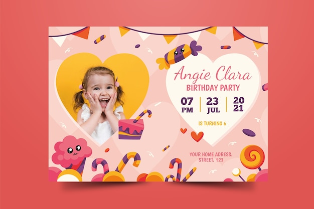 Free Vector adorable children's birthday card template