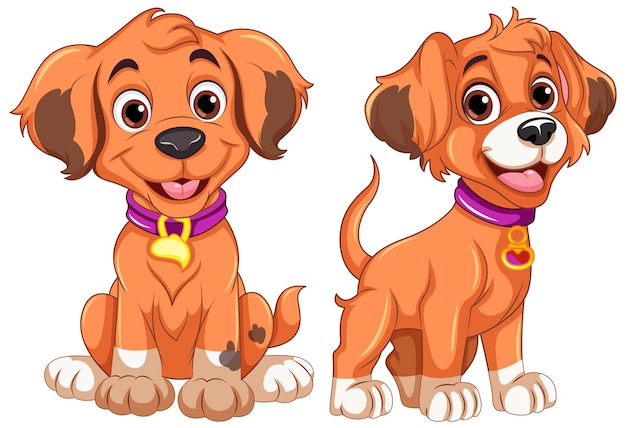 Free Vector adorable dog in sitting and standing poses