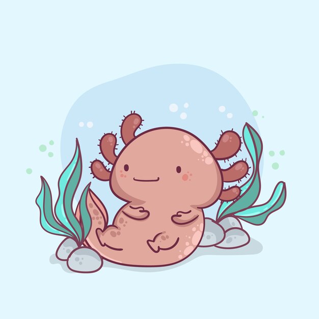 Free vector adorable marine ajolote illustration