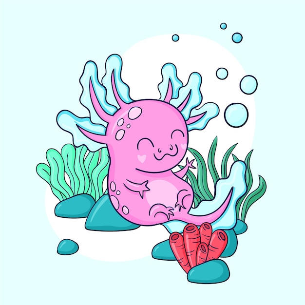 Free Vector adorable marine ajolote illustration