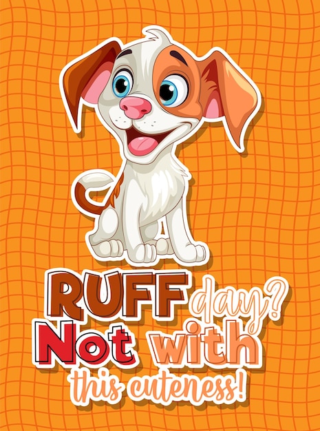 Free Vector adorable puppy with text ruff day not with this cuteness