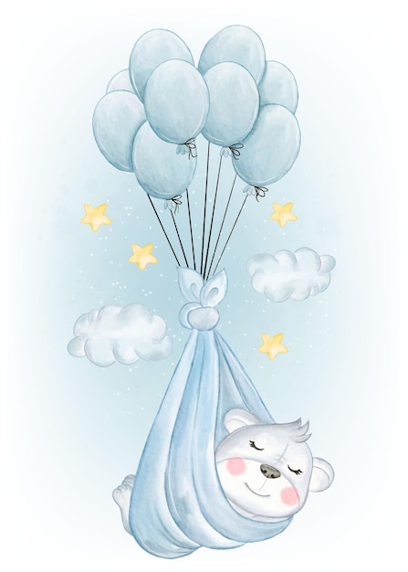 Free vector adorable sleeping koala with flying balloon