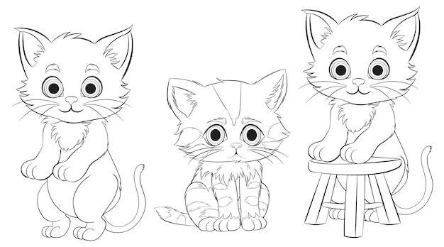 Free Vector adorable trio of cartoon kittens