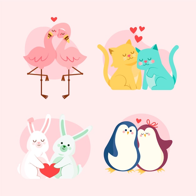 Adorable valentine's day animal couple pack