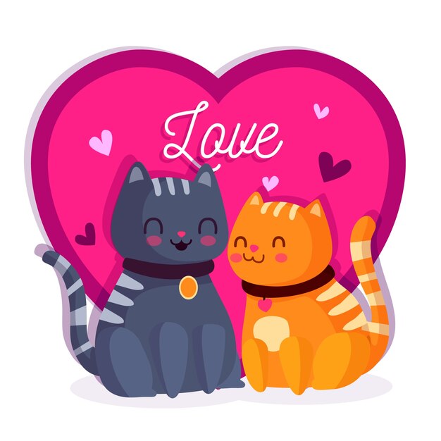 Adorable valentine's day cat couple