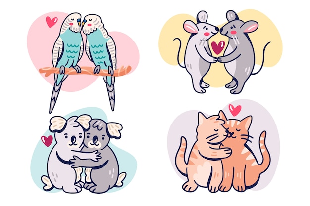 Adorable valentines day animal couple