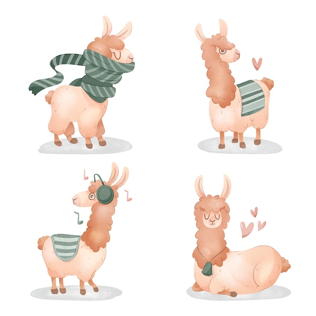 Free vector adorable wild llama illustration