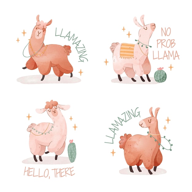 Free Vector adorable wild llama illustration