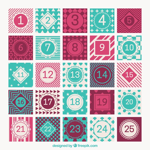 Free Vector advent calendar in geometric design