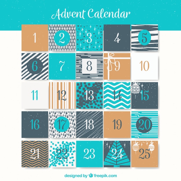 Free Vector advent calendar in grey and turquoise tones