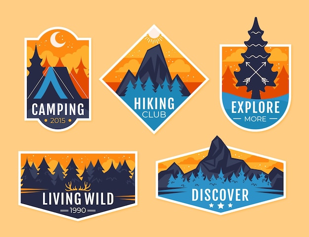 Free Vector adventure badges collection