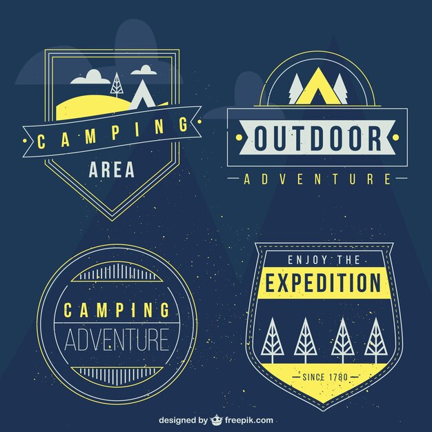 Adventure badges in a retro style