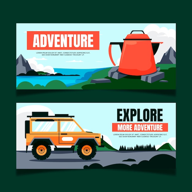 Free Vector adventure banners set