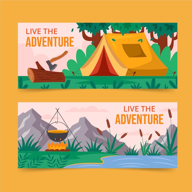 Adventure banners set