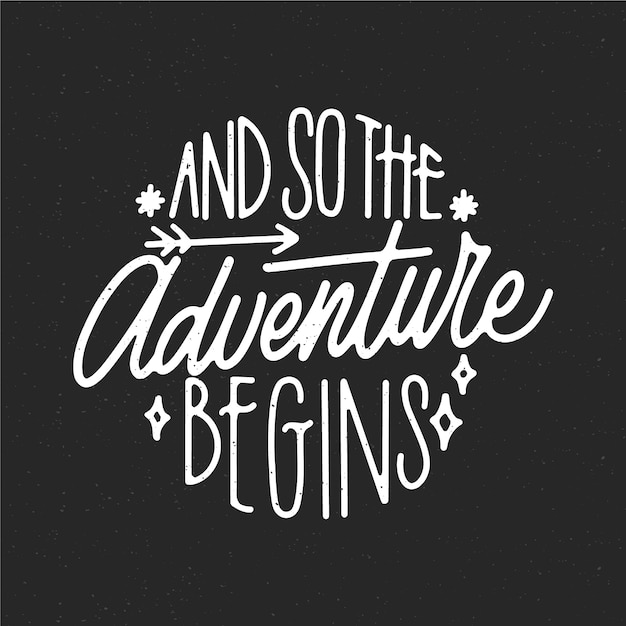 Adventure begins travel text lettering