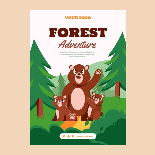 Adventure forest hand drawn flat poster