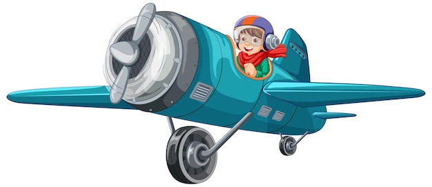 Free Vector adventure kid on light aircraft vector