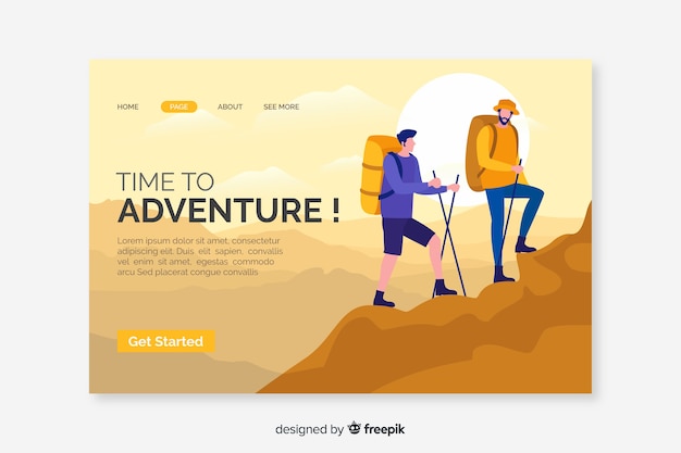 Adventure landing page template