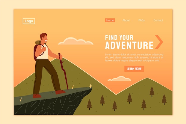 Adventure landing page template