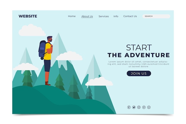 Adventure landing page template