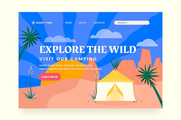 Free Vector adventure landing page template