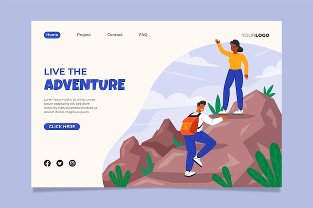 Adventure landing page template