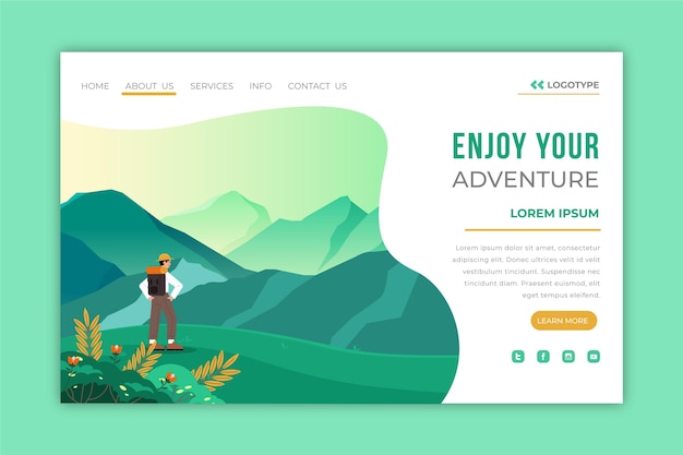 Adventure landing page template