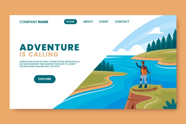 Adventure landing page template