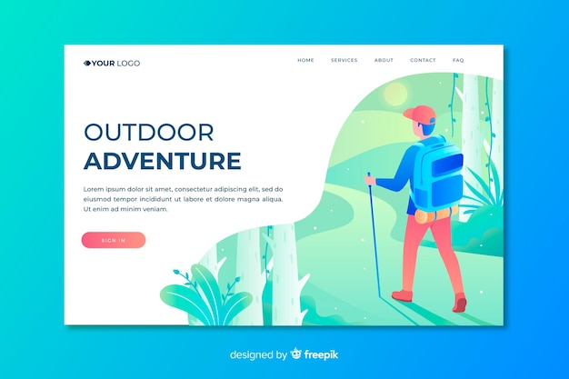 Free Vector adventure landing page