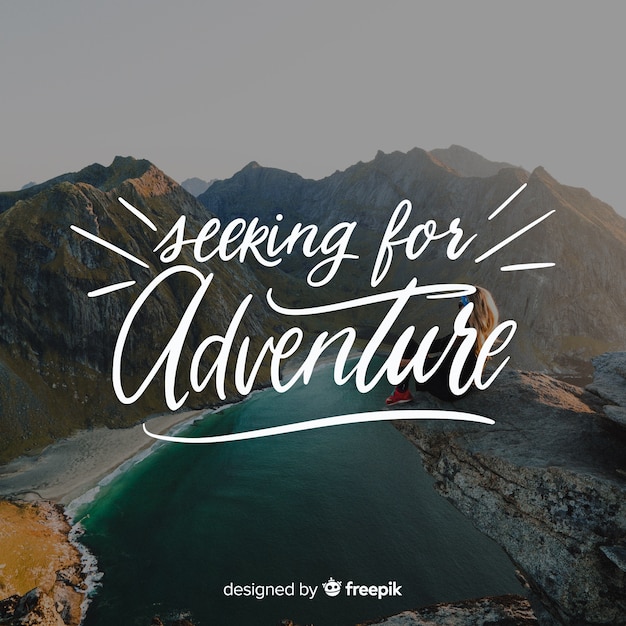 Free vector adventure lettering with photo