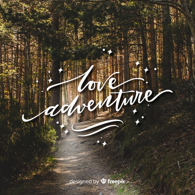 Free Vector adventure lettering with photo 