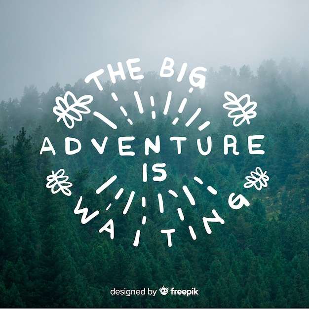 Free vector adventure lettering with photo