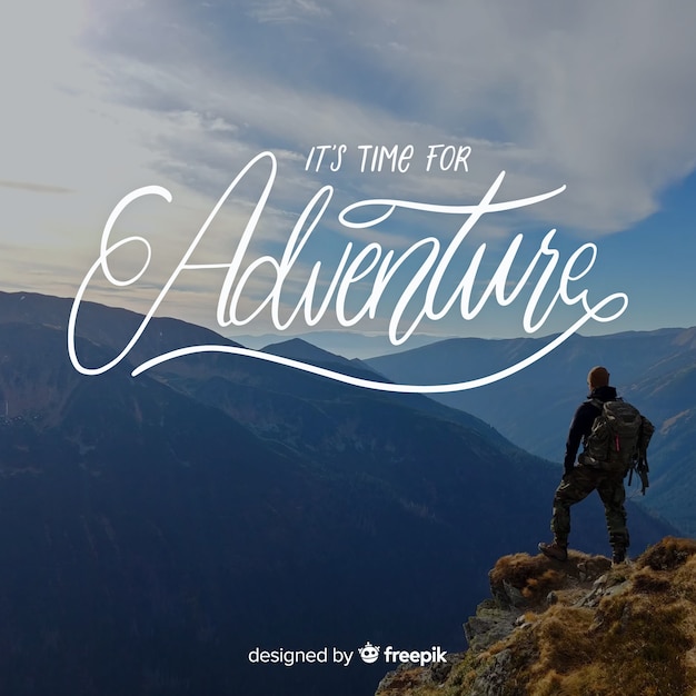 Free vector adventure lettering with photo