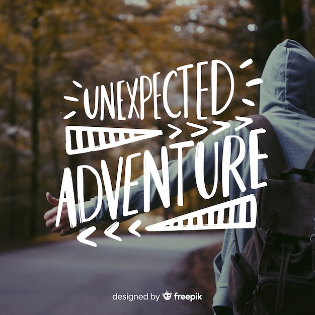 Free vector adventure lettering with photo