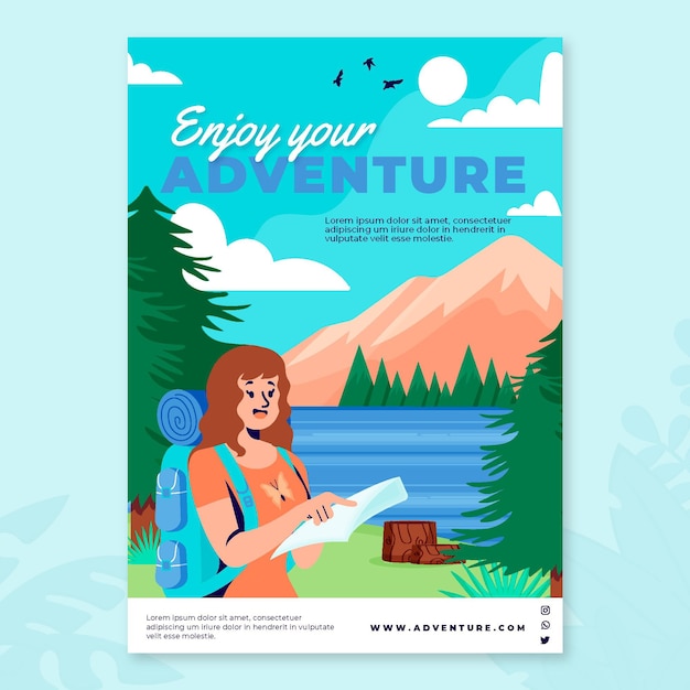 Free Vector adventure vertical flyer template