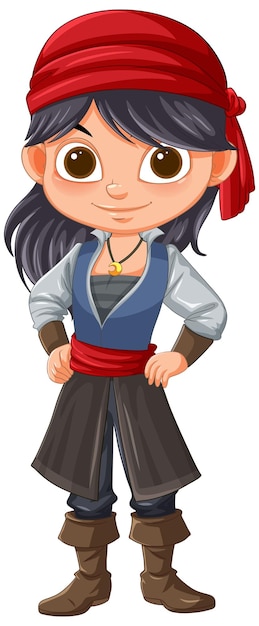 Free Vector adventurous young pirate girl illustration