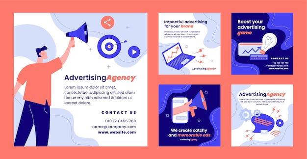 Free Vector advertising agency instagram posts template