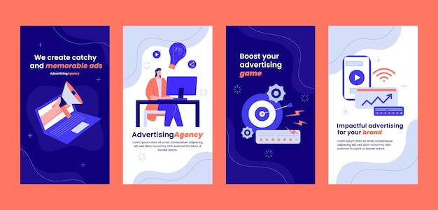 Free vector advertising agency instagram stories template