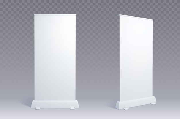 Free vector advertising banner stand front and side view set