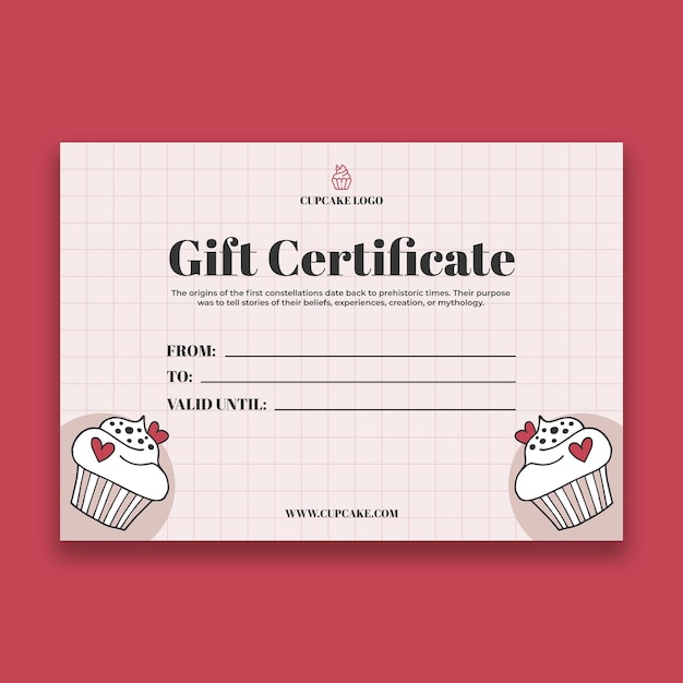 Free vector aesthetic bakery gift certificate