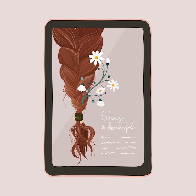 Free Vector aesthetic beauty blogger tablet illustration, floral feminine design vector