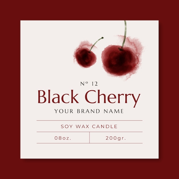 Free Vector aesthetic black cherry label template