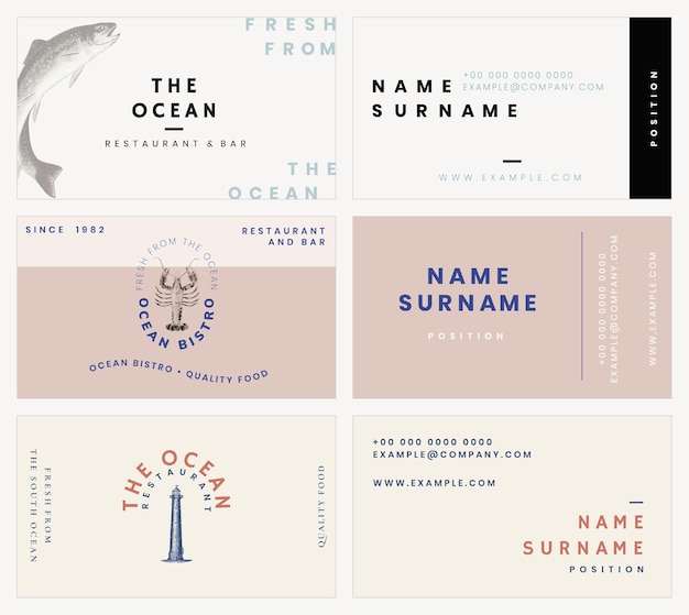 Free vector aesthetic business card template for restaurant set, remixed from public domain artworks